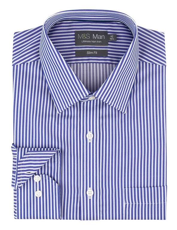 Ultimate Non-Iron Pure Cotton Slim Fit Striped Shirt Image 1 of 1