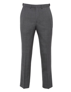Ultimate Performance Flat Front Prince of Wales Checked Trousers with Wool Image 2 of 5