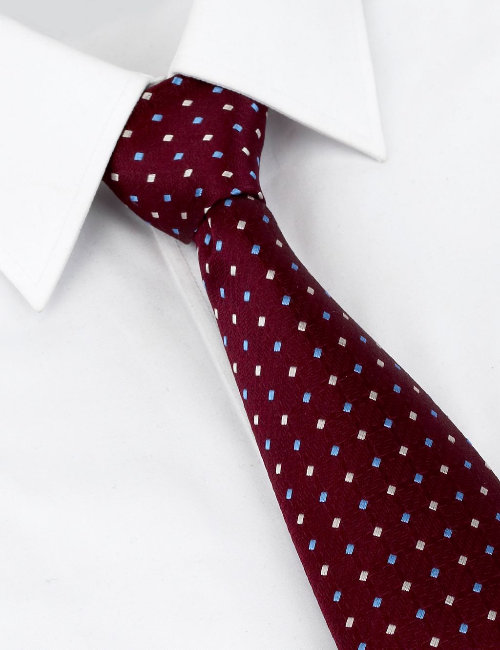 Ultimate Performance Pure Silk Spotted Woven Tie with Stain Resistant™ 1 of 1