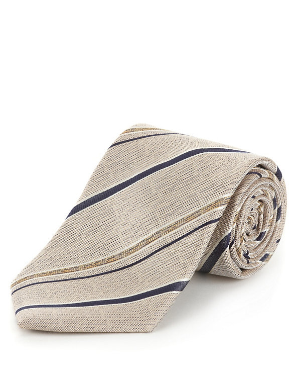 Ultimate Pure Silk Striped Tie with Stain Resistance Image 1 of 1