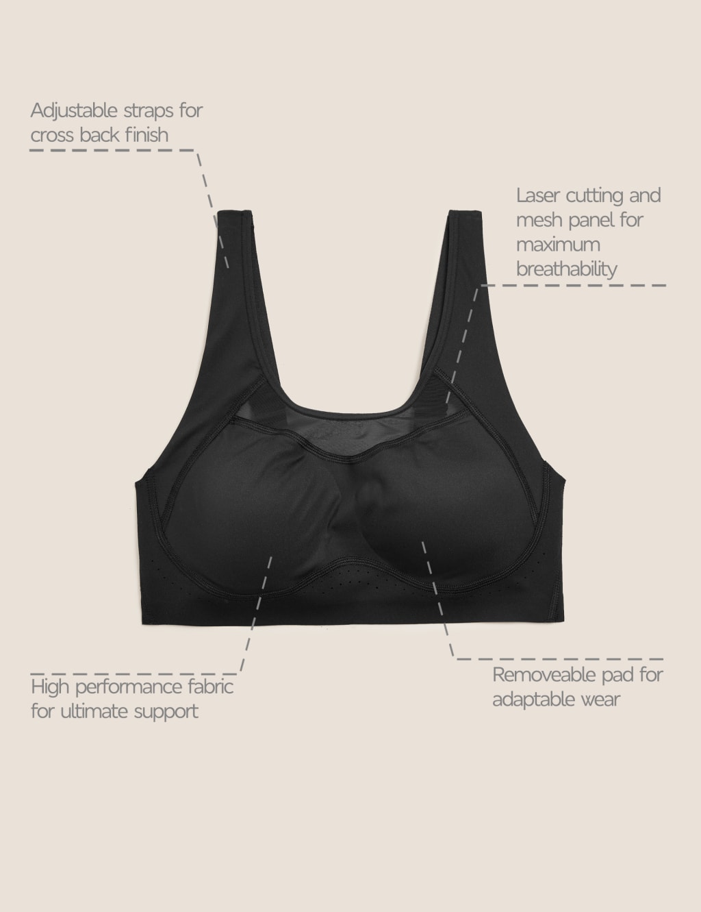 Ultimate Support Non Wired Sports Bra A-E 6 of 8