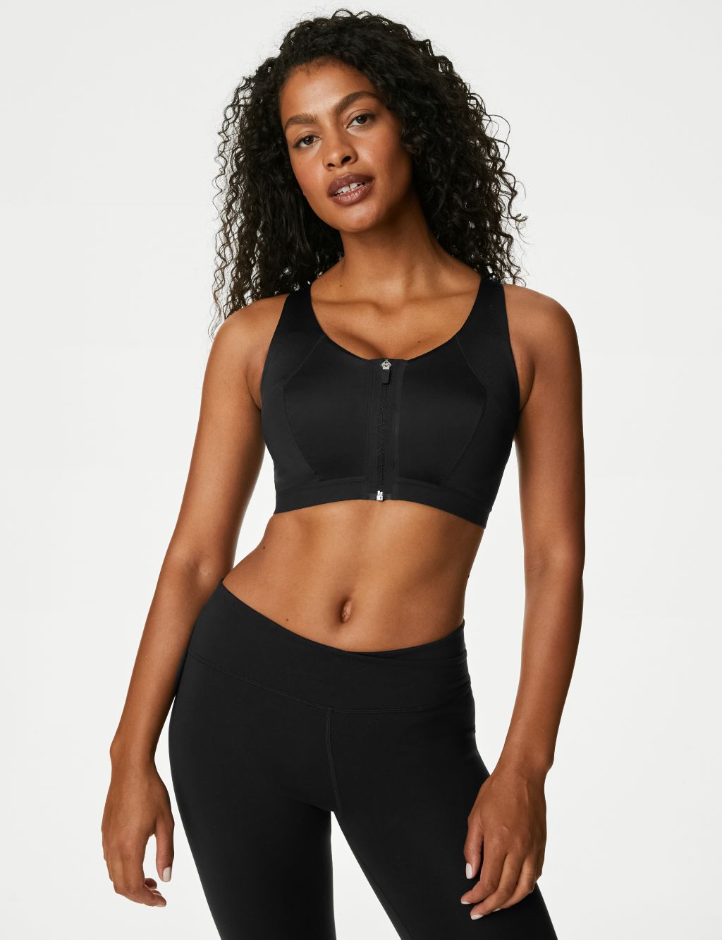 Nike Bra Womens Small Black Front Zip Dri-Fit Shape High Support Padded  Ladies