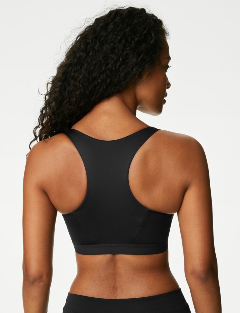 Plus Size Women's Zipper Back Ribbed Sports Bra For Show-Off Your