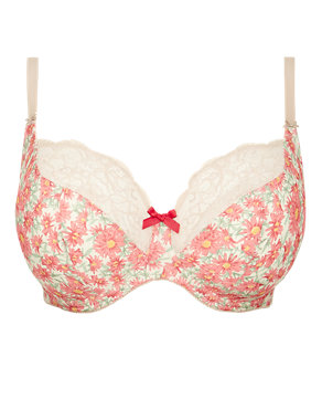 Underwired Non Padded Floral Balcony DD-G Bra Image 2 of 5