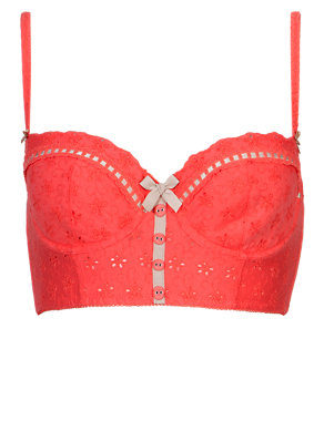 Underwired Padded Embroidered Longline Balcony A-DD Bra Image 2 of 5