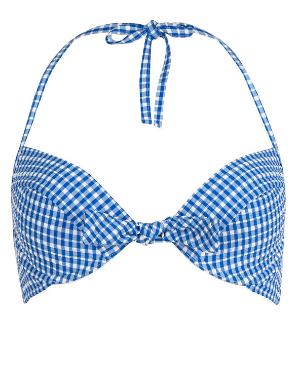 Underwired Padded Gingham Checked Bikini Top Image 1 of 2
