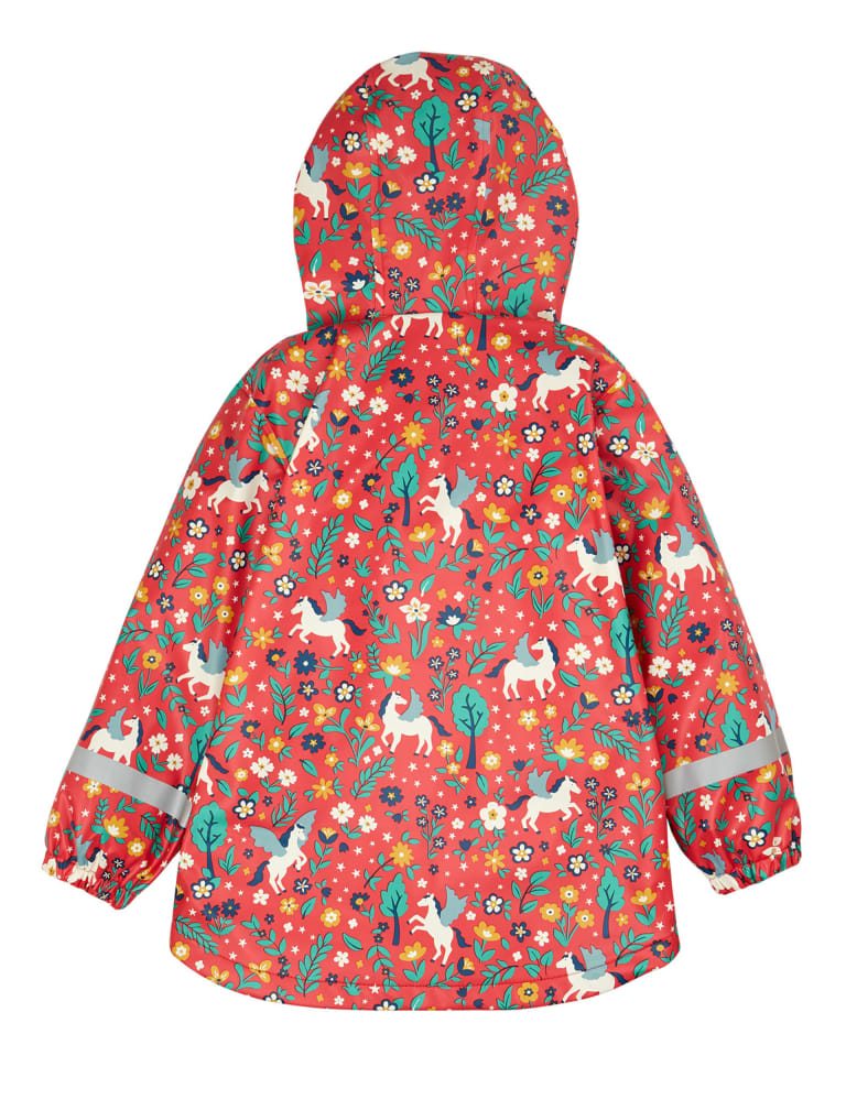 Unicorn Print Hooded Fleece Lined Raincoat 1 10 Yrs Frugi M S
