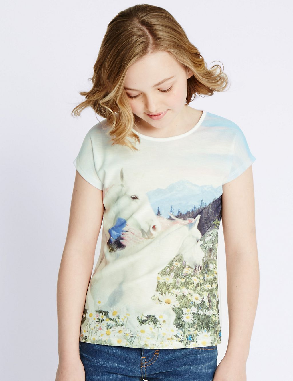 Unicorn Print T-Shirt (5-14 Years) - Download the app and watch me come to life! 3 of 5
