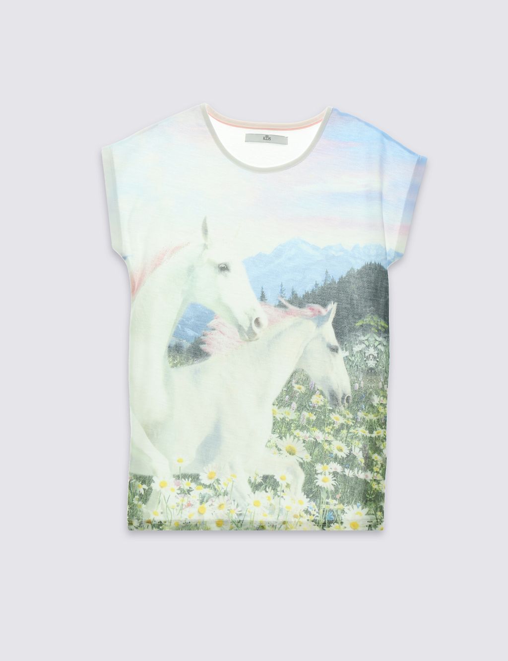 Unicorn Print T-Shirt (5-14 Years) - Download the app and watch me come to life! 1 of 5