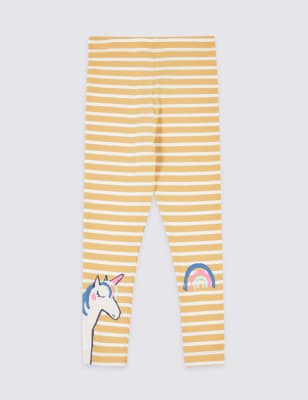 Unicorn And Rainbow Decal Striped Leggings 3 Months 7 Years M S