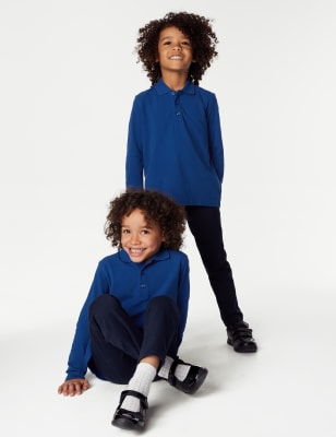 Unisex Long Sleeve Polo Shirt (2-16 Yrs) Image 2 of 4