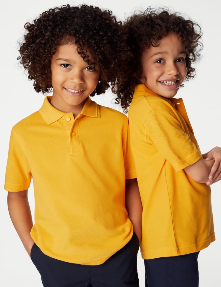 Unisex Pure Cotton School Polo Shirt (2-18 Yrs) 1 of 5