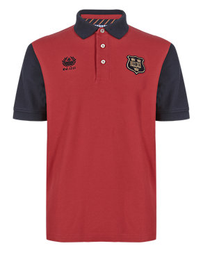University of Oxford Pure Cotton Tailored Fit Colour Block Polo Shirt Image 2 of 3