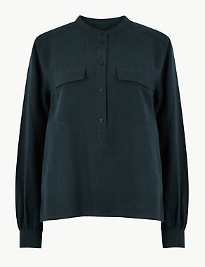 Utility Long Sleeve Top with Linen Image 2 of 4