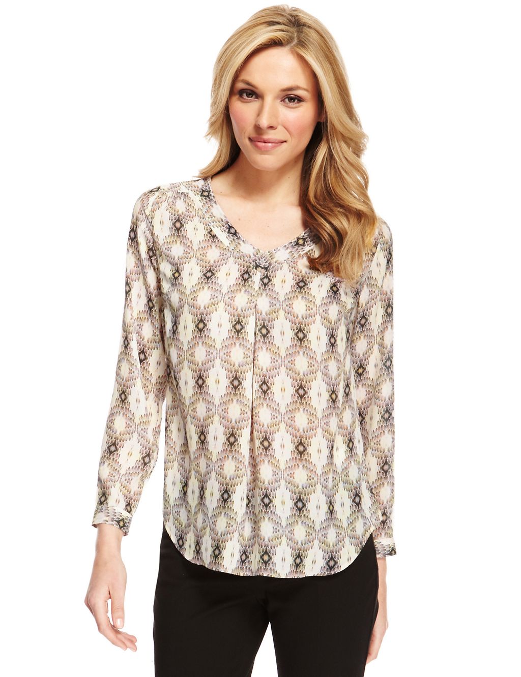 V-Neck Abstract Print Blouse 2 of 5