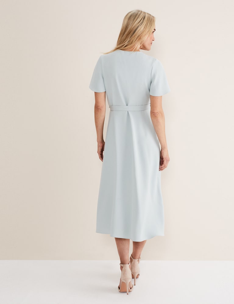 V Neck Angel Sleeve Knee Length Wrap Dress Phase Eight M S