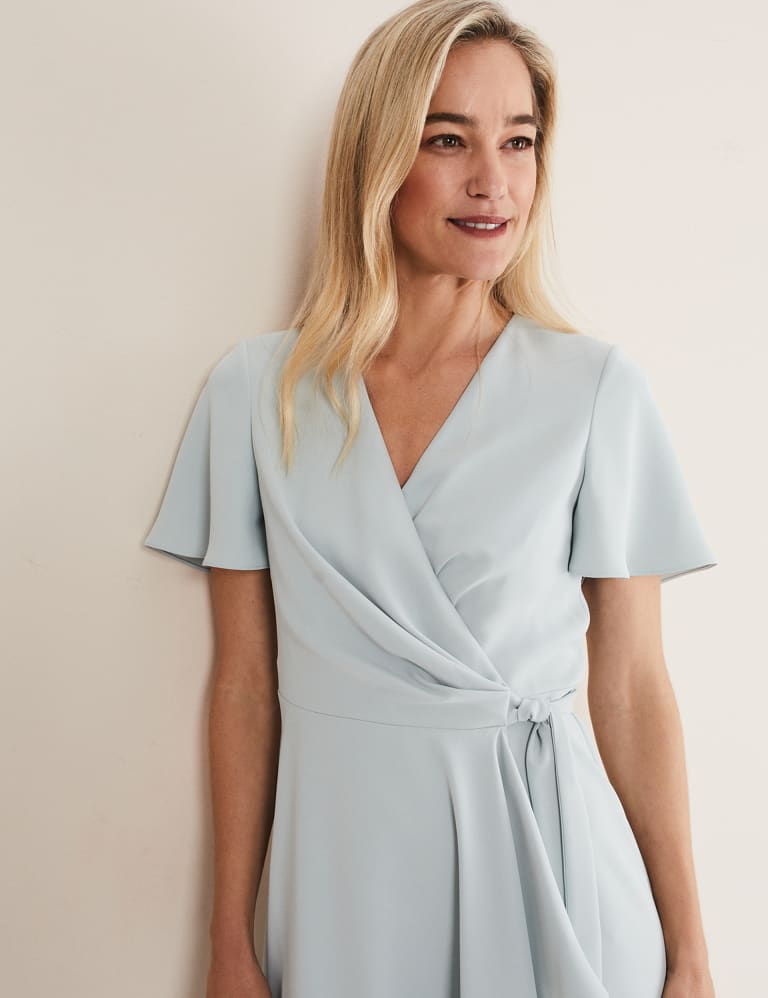 Cami angel sleeve cheap faux wrap dress white