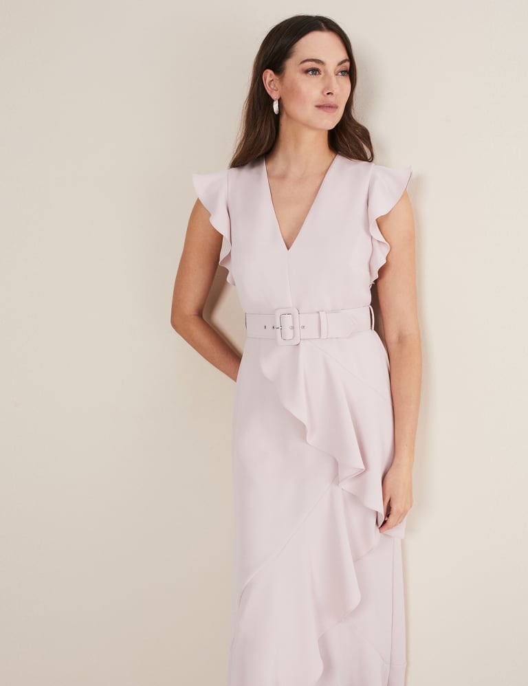 Bcbg draped ruffle and lace gown top