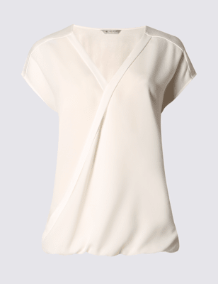 V Neck Drape Front Wrap Top M S Collection M S