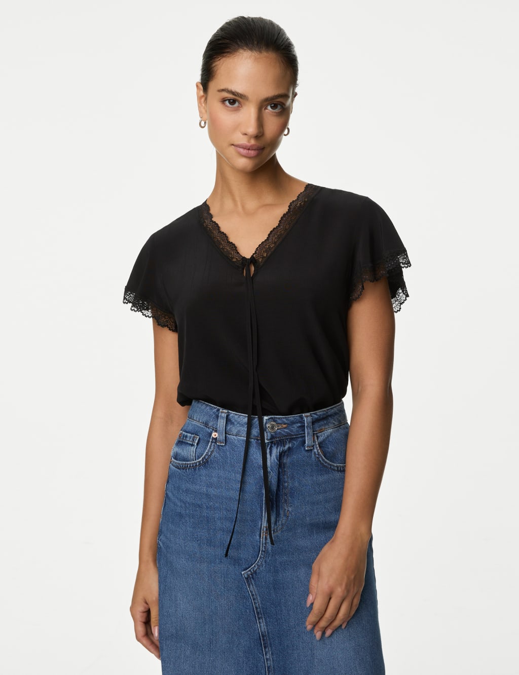 Viane L S V Neck Frill Top V N Cherry Blossom