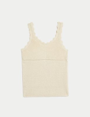 V-Neck Knitted Vest with Linen Image 2 of 6