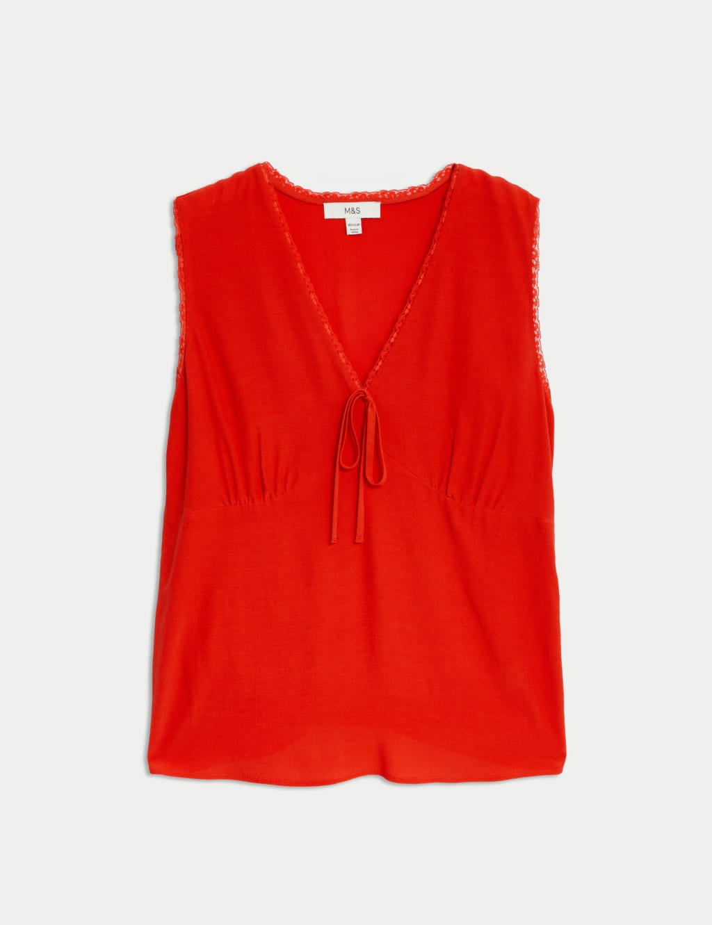 VNeck Lace Detail Tie Front Blouse M&S Collection M&S