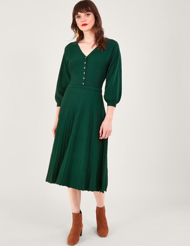 V Neck Midi Skater Dress Monsoon M S
