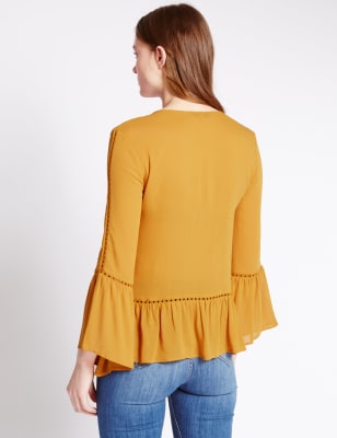 v neck peasant blouse