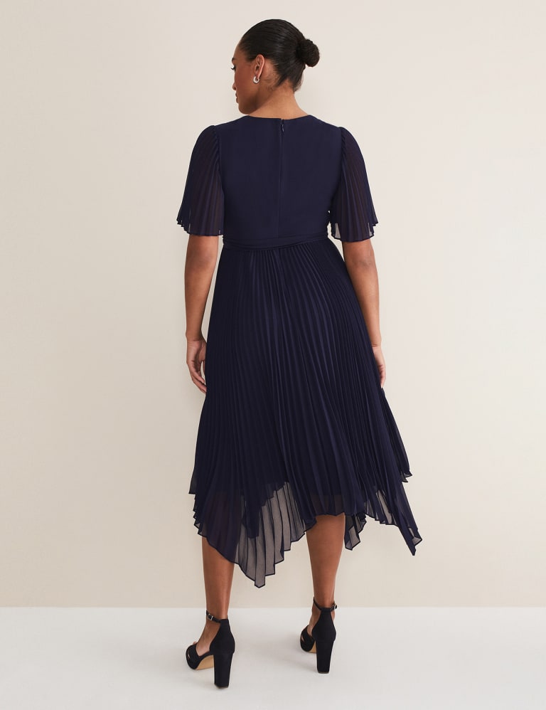 V-Neck Pleated Midi Wrap Dress, Phase Eight