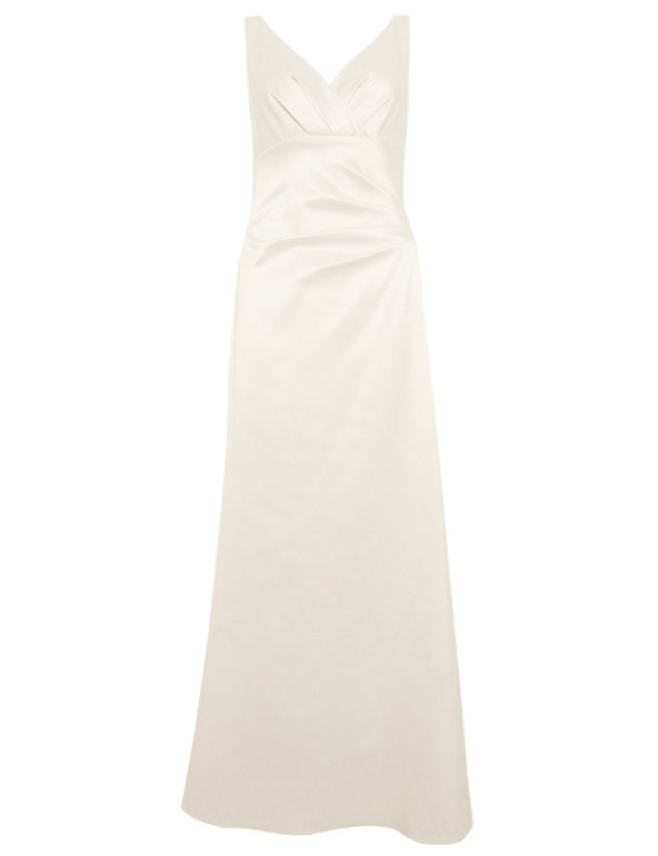 M&S Collection V-Neck Pleated Waist Satin Maxi Bridesmaid Dress RRP £99 NEW 