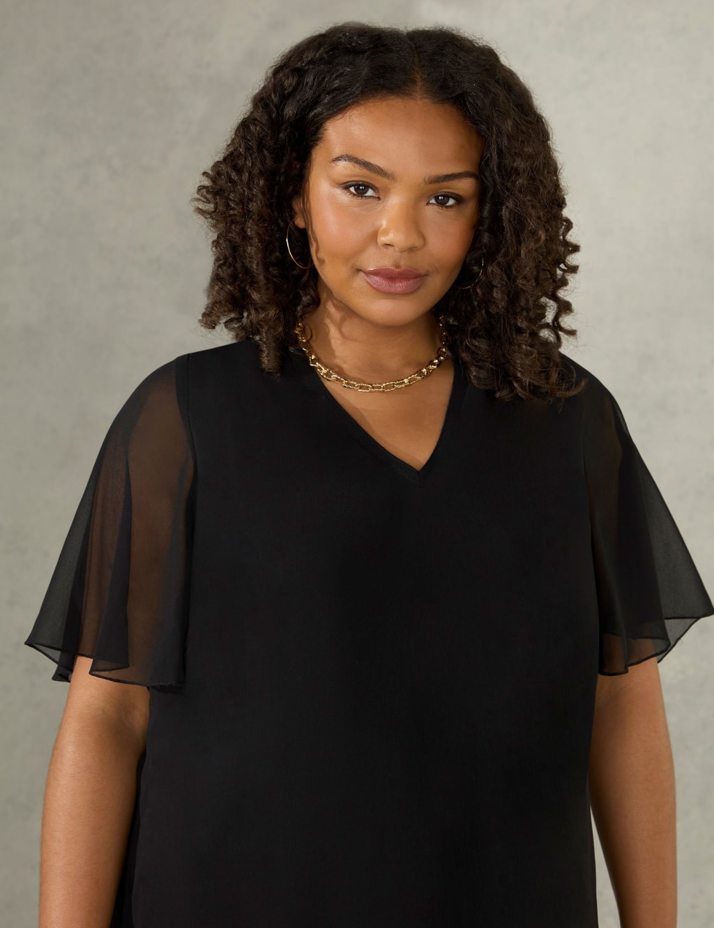 Vivo Basic Asymmetrical Angel Sleeve Top - Red