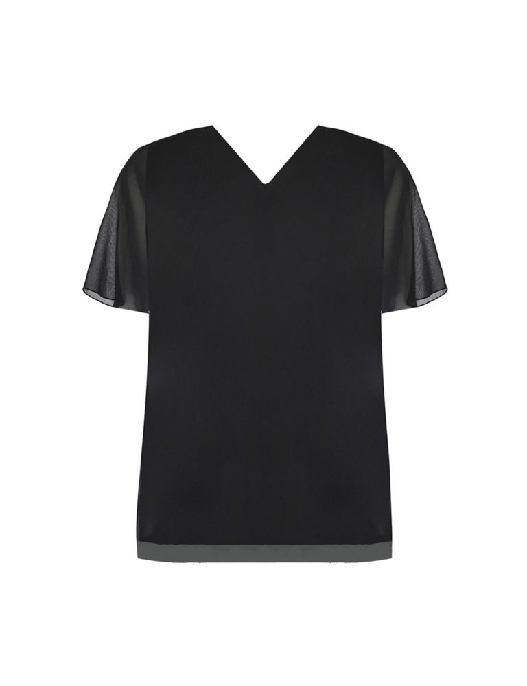 V-Neck Relaxed Angel Sleeve Top | Live Unlimited London | M&S