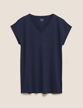 V-Neck Relaxed Longline T-Shirt Image 2 of 5
