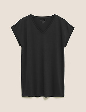 V-Neck Relaxed Longline T-Shirt | M&S Collection | M&S