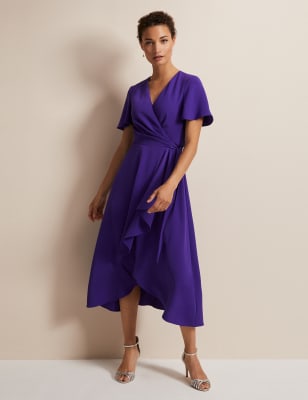 Milly ruffle store tie wrap dress