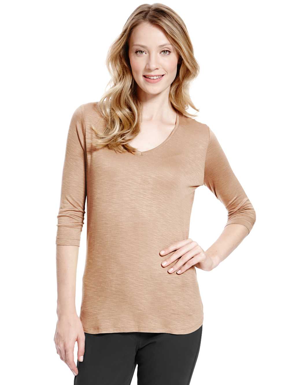 VNeck Slub TShirt M&S Collection M&S