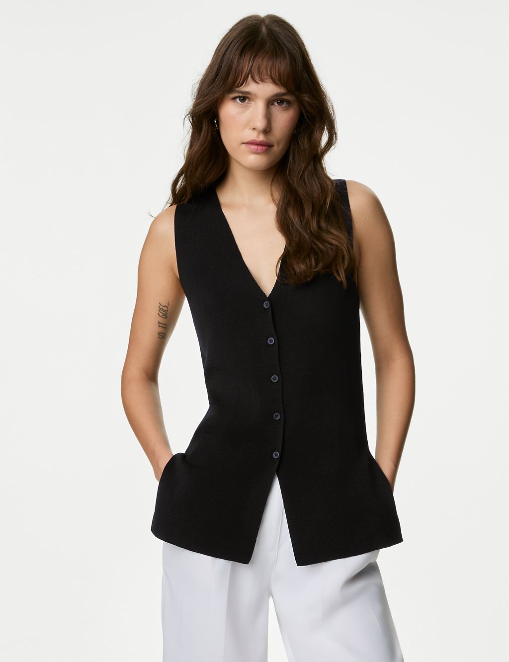 V-neck Button Through Knitted Waistcoat 2 of 6