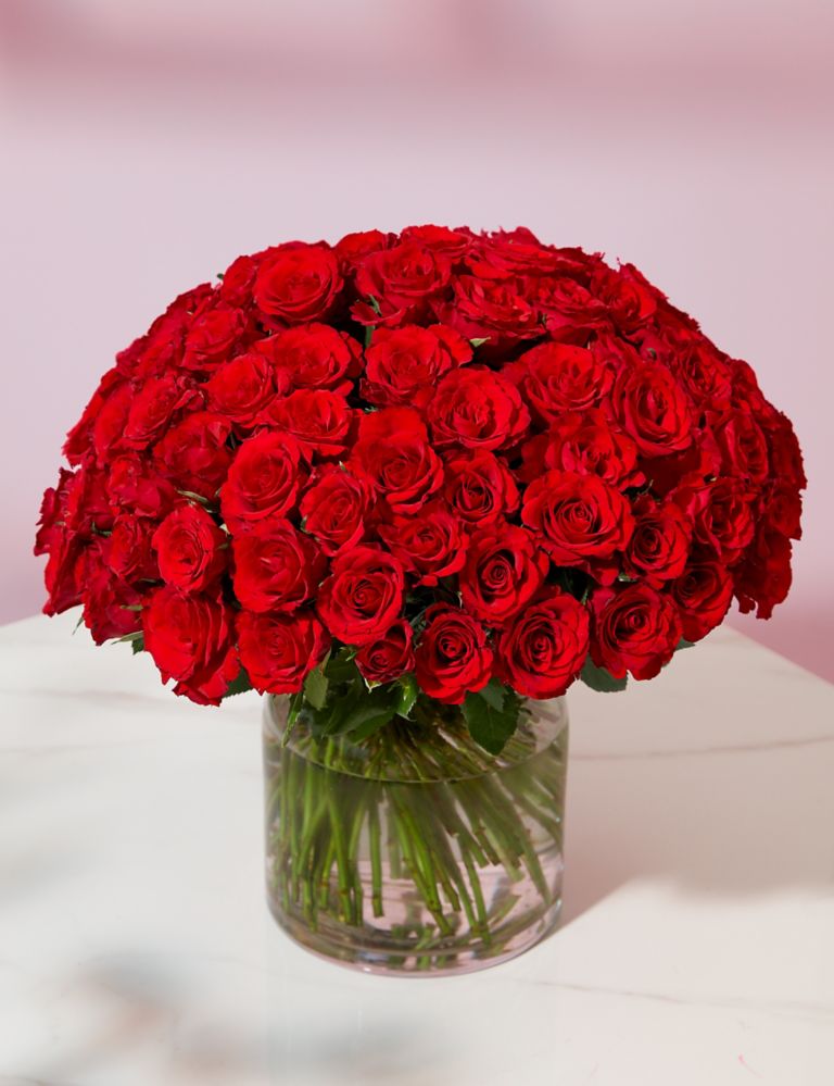 Valentine's 100 Red Roses Bouquet 1 of 4