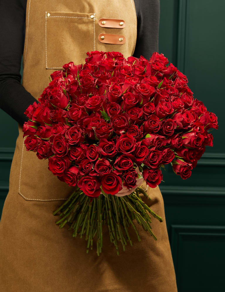 Valentine's 100 Red Roses Bouquet 1 of 4