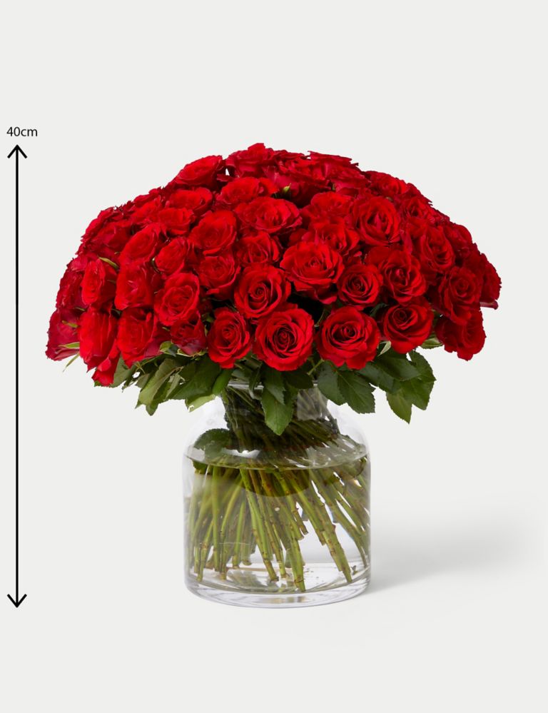 Valentine's 100 Red Roses Bouquet 3 of 4