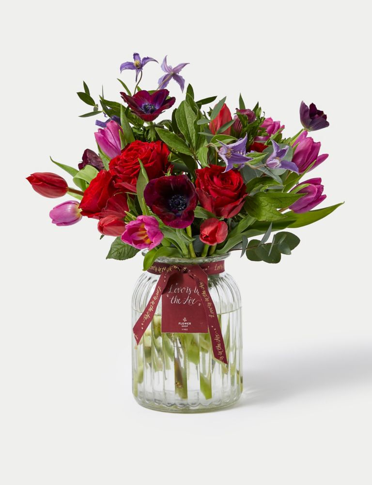 Valentine's Tulip & Anemone Bouquet with Vase 3 of 5