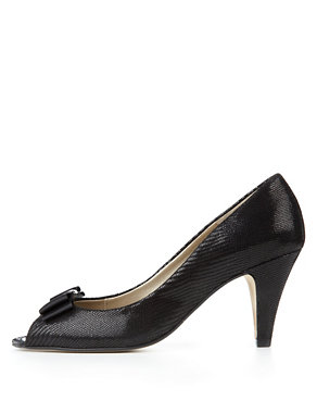 Van Dal Leather Peep Toe Bow Court Shoes Image 2 of 6