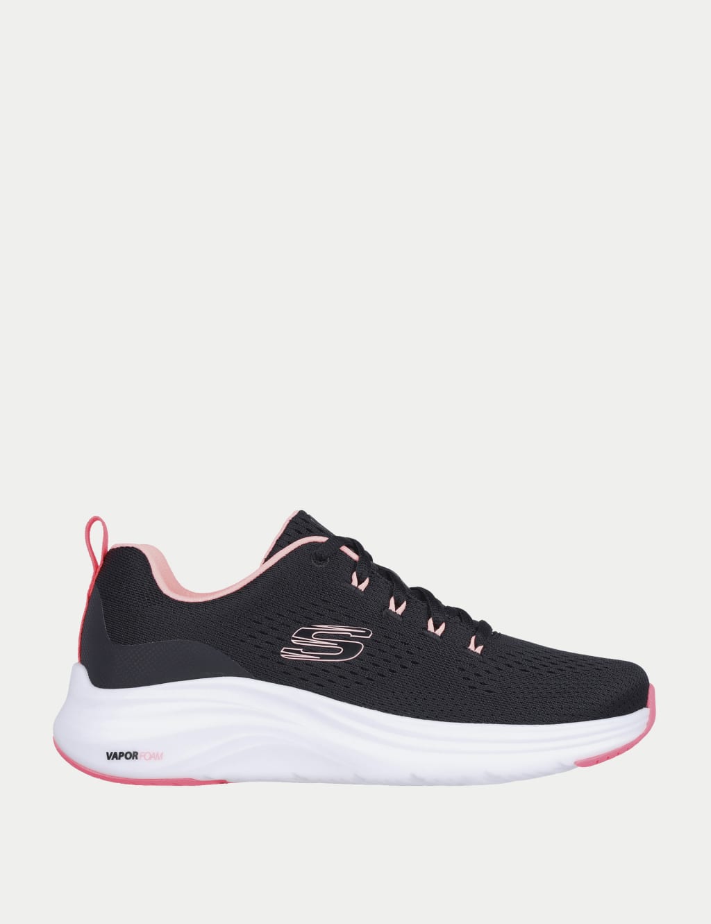 Black skechers lace up trainers sale