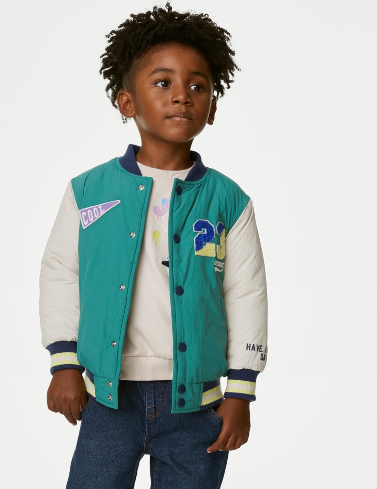 Multi-Patches Mixed Leather Varsity Blouson - Ready to Wear