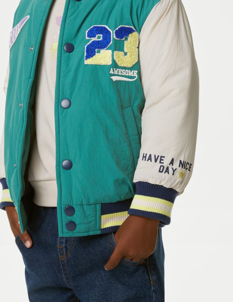 Multi-Patches Mixed Leather Varsity Blouson - Ready to Wear