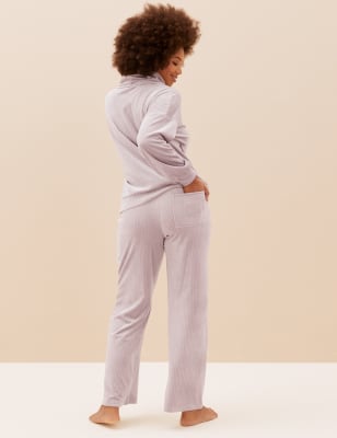 wide leg ribbed lounge pants