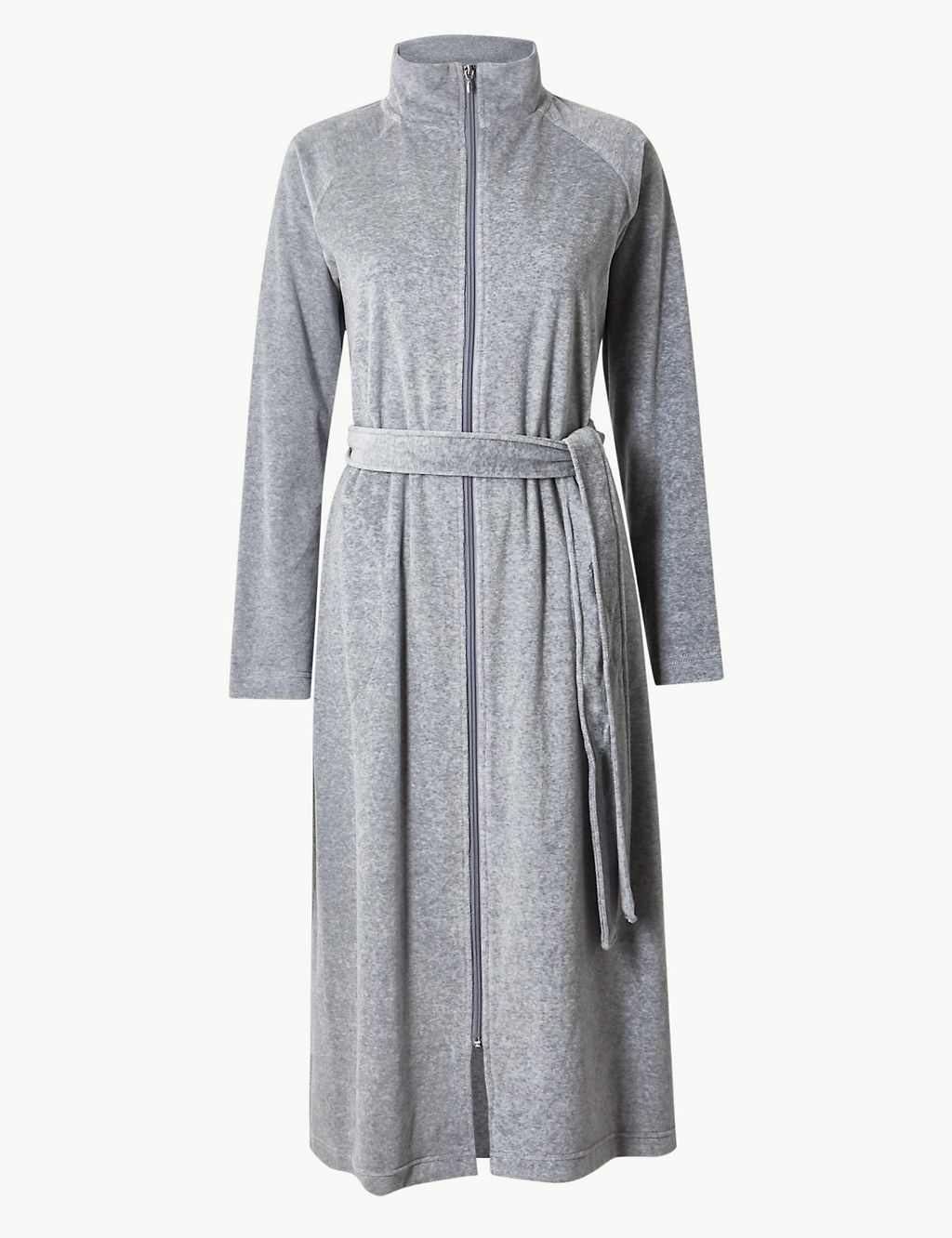 Velour Funnel Neck Zip-up Dressing Gown 1 of 4