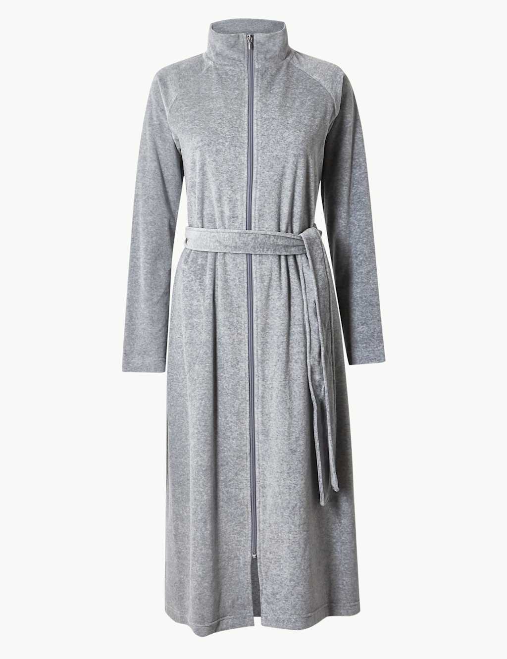 Velour Funnel Neck Zipup Dressing Gown M&S Collection M&S