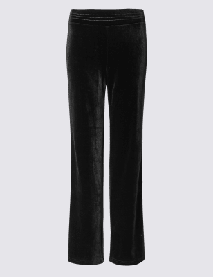 straight leg velour trousers