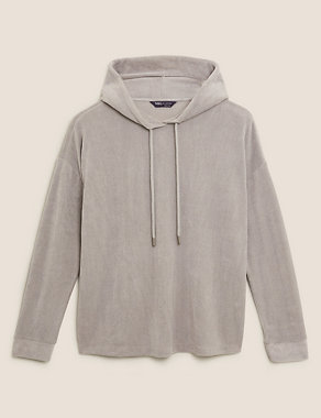 Velour Textured Relaxed Hoodie Image 2 of 5